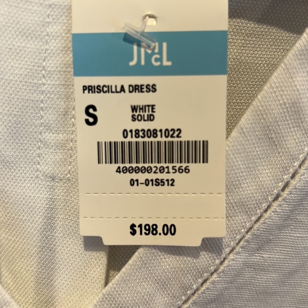 NWT J McLaughlin Linen blend dress in white w beautiful shoulder detail - Picture 8 of 8